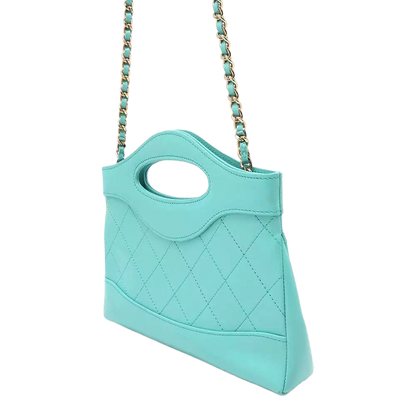 CHANEL CHANEL31 Mini Shopping Bag Calf Leather Turquise Blue