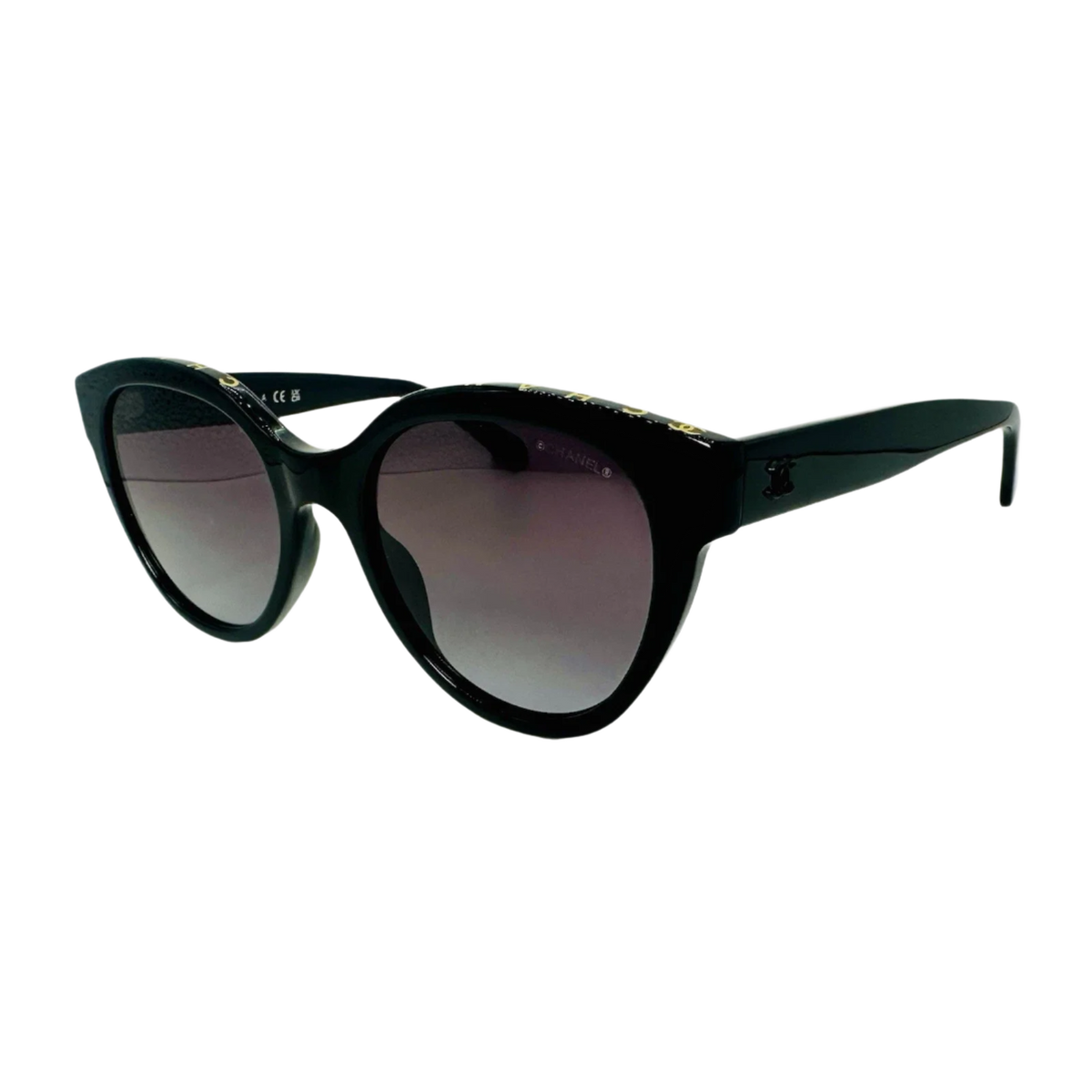 CHANEL Sunglasses 5414-A C. 1712/S6 Black w/ Gold CHANEL Logo