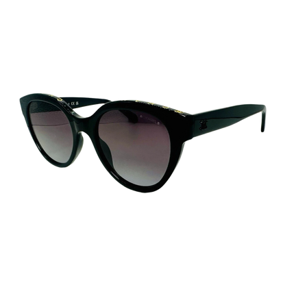 CHANEL Sunglasses 5414-A C. 1712/S6 Black w/ Gold CHANEL Logo