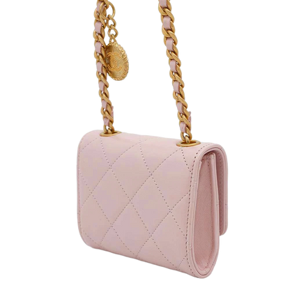 CHANEL Matelasse Chain wallet Leather Pink