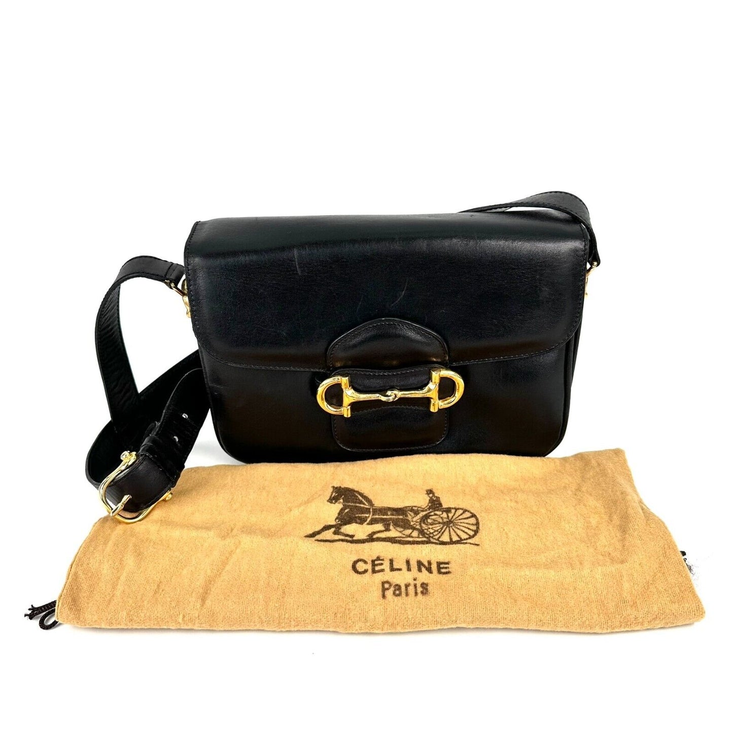 Celine Horse Bit Shoulder Hand Bag Purse Authentic 343