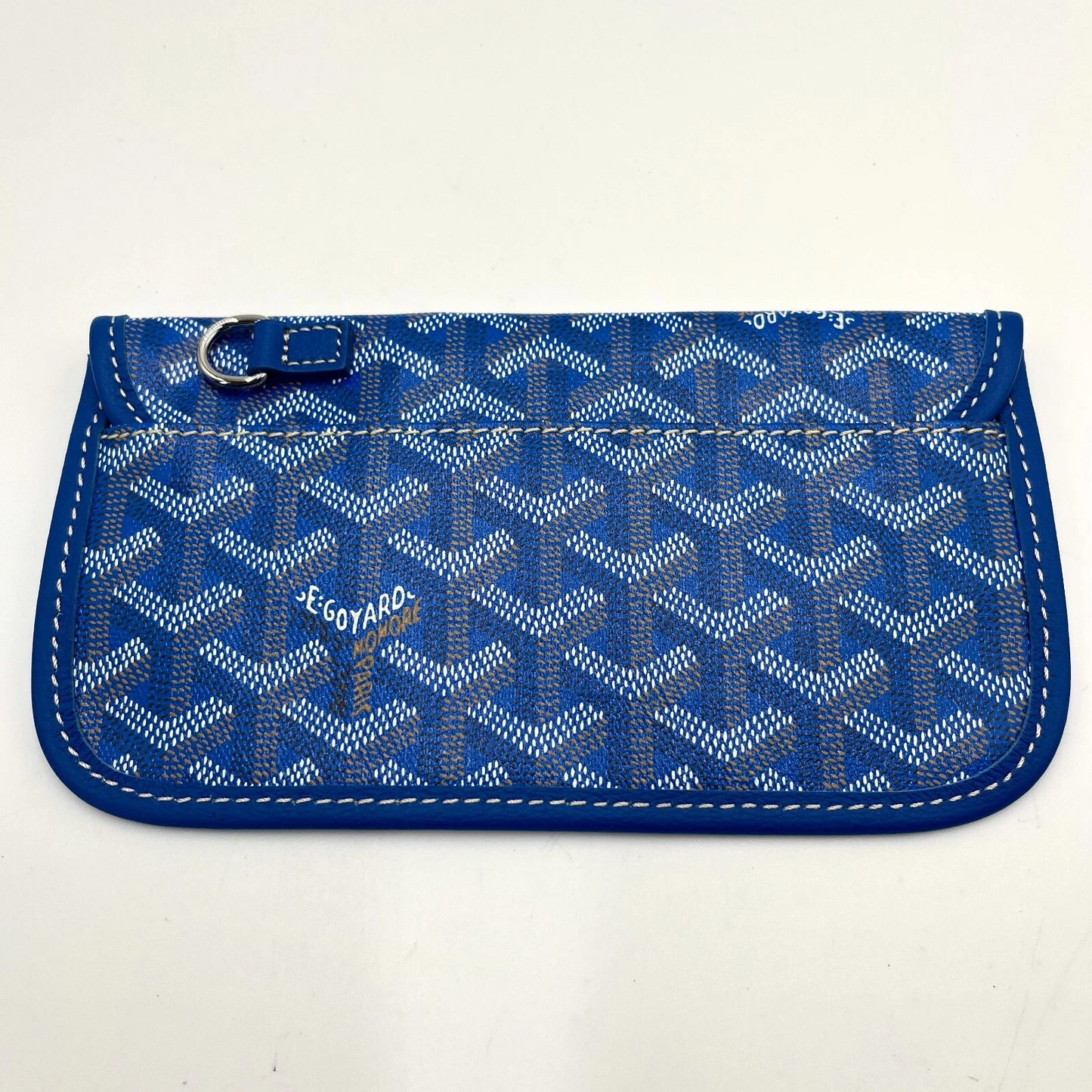 GOYARD Saint Louis Pochette Blue Canvas Leather Pouch Wallet
