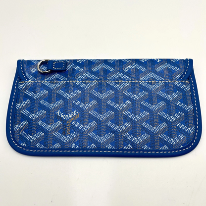 GOYARD Saint Louis Pochette Blue Canvas Leather Pouch Wallet