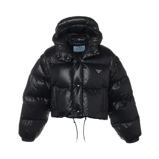 Prada Triangle Logo 22 Years Nylon Down Jacket 38 Ladies' Black