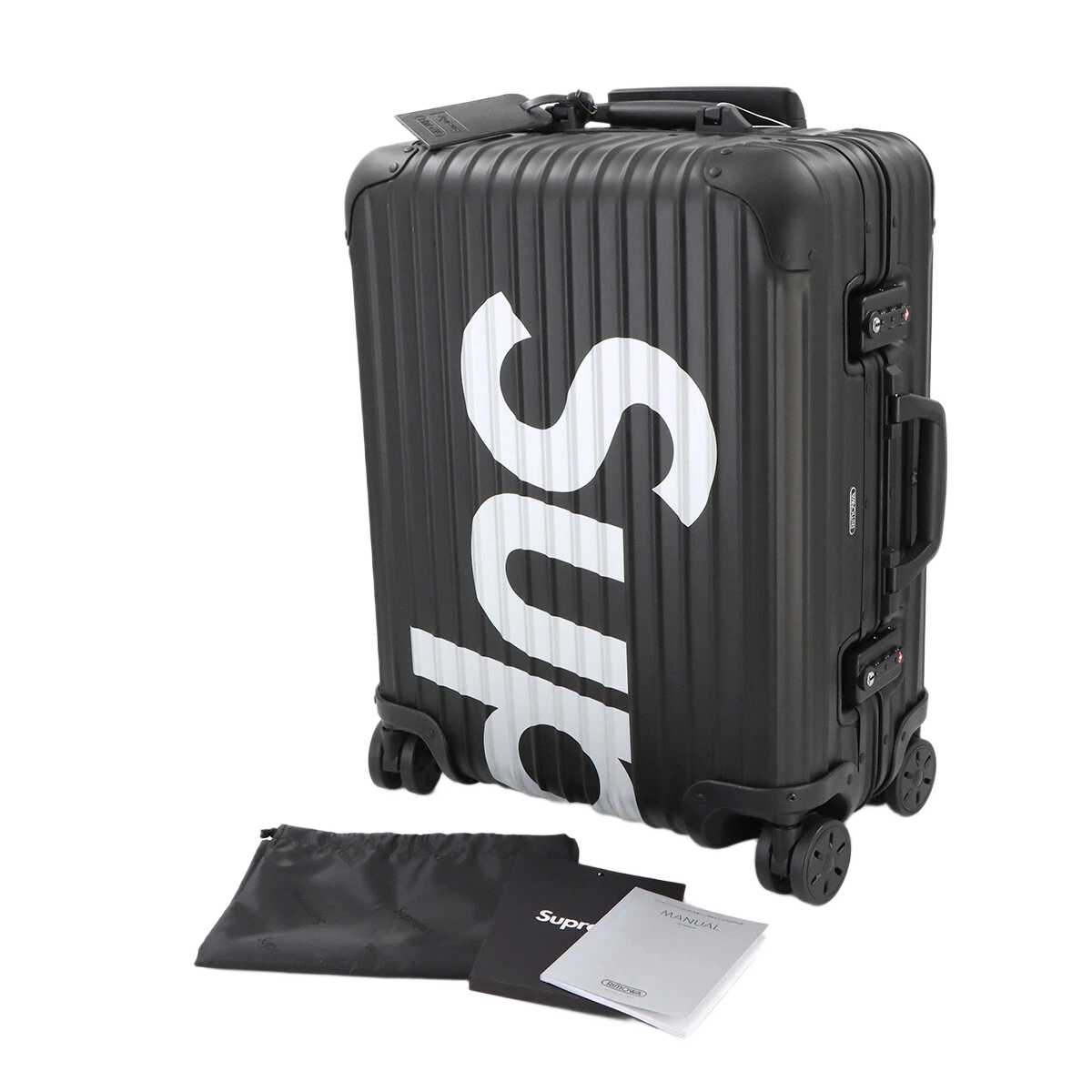 RIMOWA Supreme Topas Multi-wheel 45L Luggage Aluminum Alloy Black