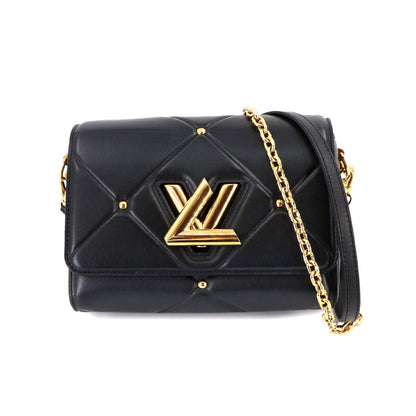 LOUIS VUITTON Twist MM 2way Chain Shoulder Bag Leather Black