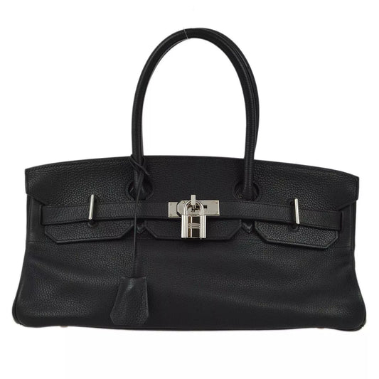 Hermes Black Taurillon Clemence Shoulder Birkin Handbag