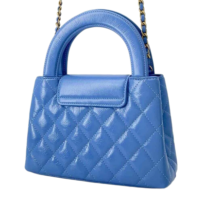 CHANEL Matelasse Mini Shopping Bag 2-Way Bag Size Mini Shiny Calf Leather Light Blue