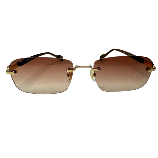 Gucci Sunglasses GG 1221S 004 Gold with Red Gradient Logo Lens