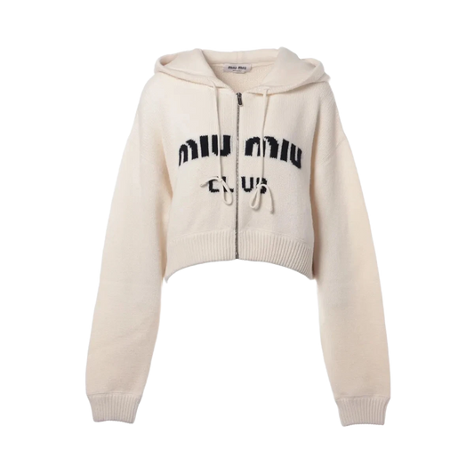 Miu Miu 22 Years Cashmere Hoodie 42 Ladies' Ivory