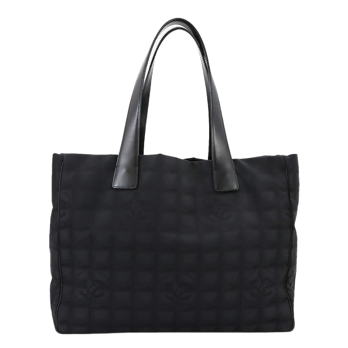 CHANEL New Travel Line Tote MM Bag Nylon Jacquard Leather Black A15991