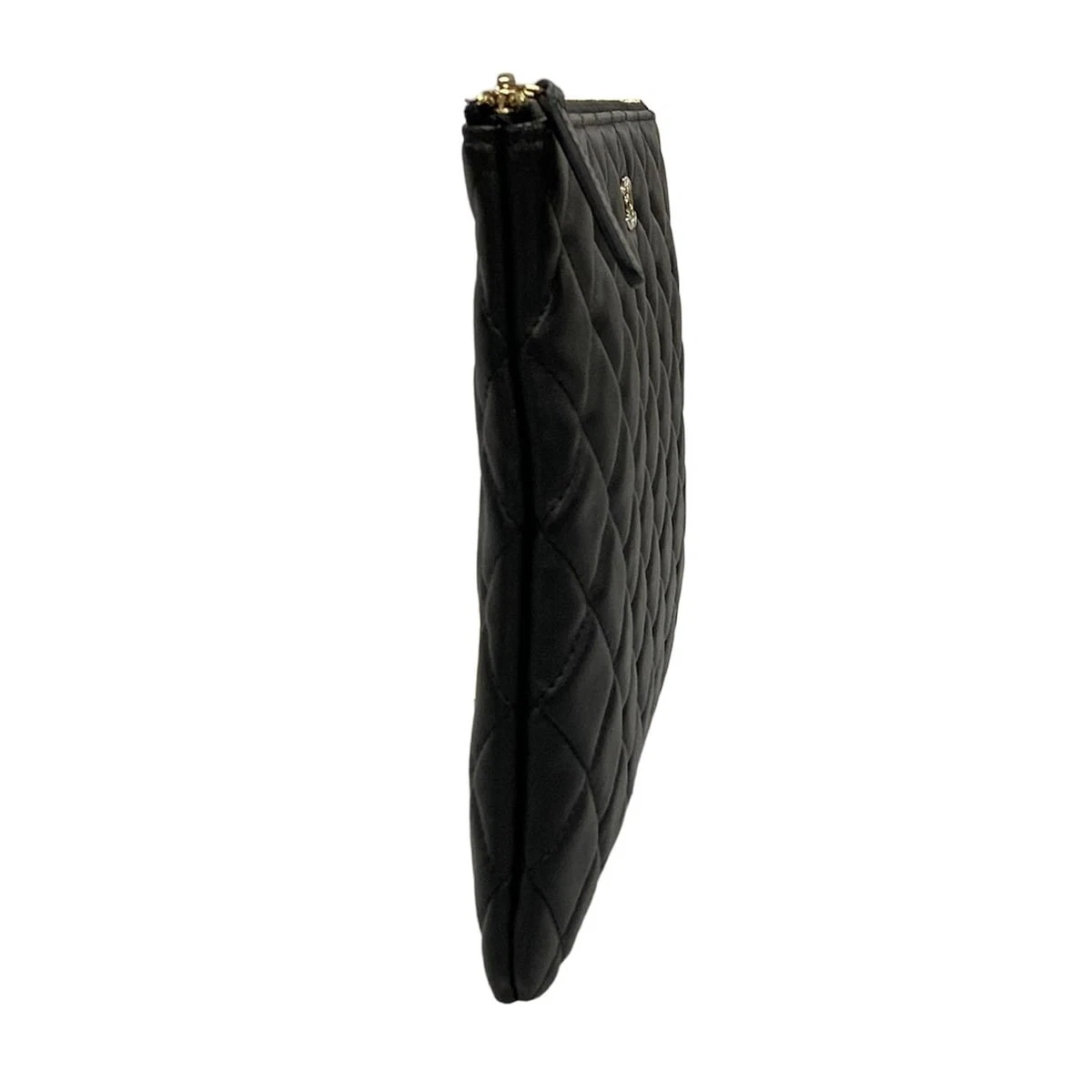 CHANEL Matelasse Black Lambskin Clutch Bag Gold Hardware