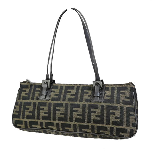 FENDI Logo Zucca Pattern Handbag – Brown Canvas/Leather