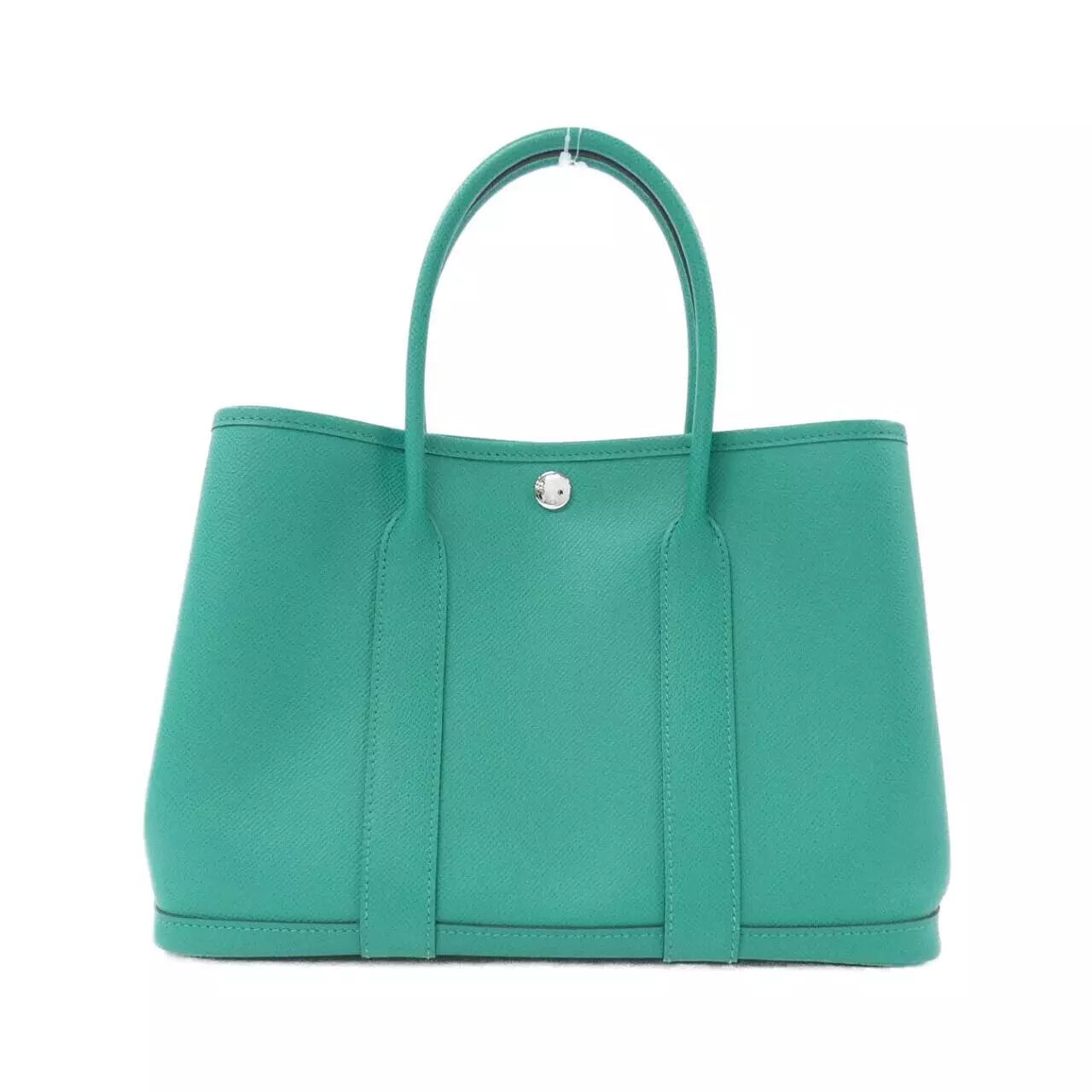 Authentic HERMES Garden Party Bag in Vert Jade Epson Leather with Palladium Hardware