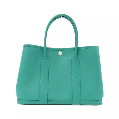 Authentic HERMES Garden Party Bag in Vert Jade Epson Leather with Palladium Hardware