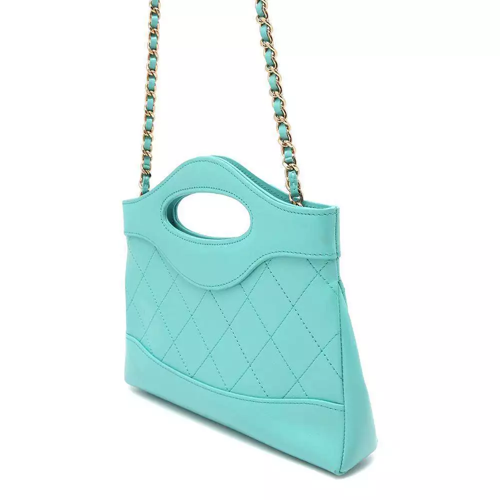 CHANEL CHANEL31 Mini Shopping Bag Calf Leather Turquise Blue