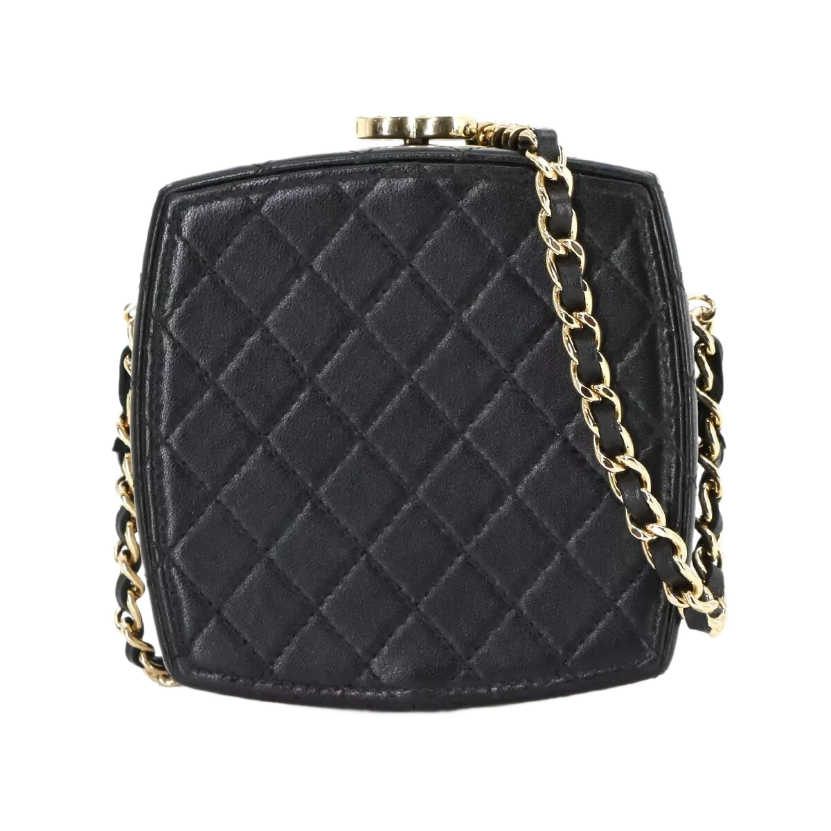 CHANEL Matelasse Chain Clutch Shoulder Bag Leather Black