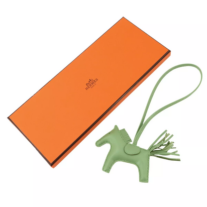 HERMES Rodeo PM Bag Charm Agneau Milo Swift Leather Vert Criquet