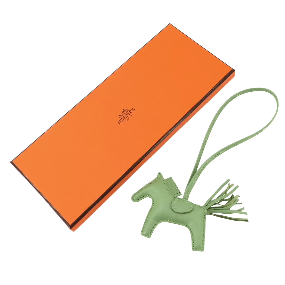 HERMES Rodeo PM Bag Charm Agneau Milo Swift Leather Vert Criquet