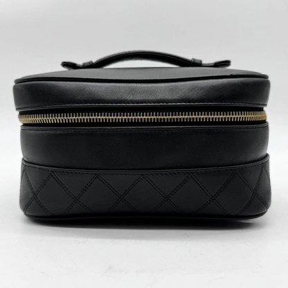 Chanel MATRASSE Vanity Bag Coco Mark Bicolore Lambskin Black Women’s