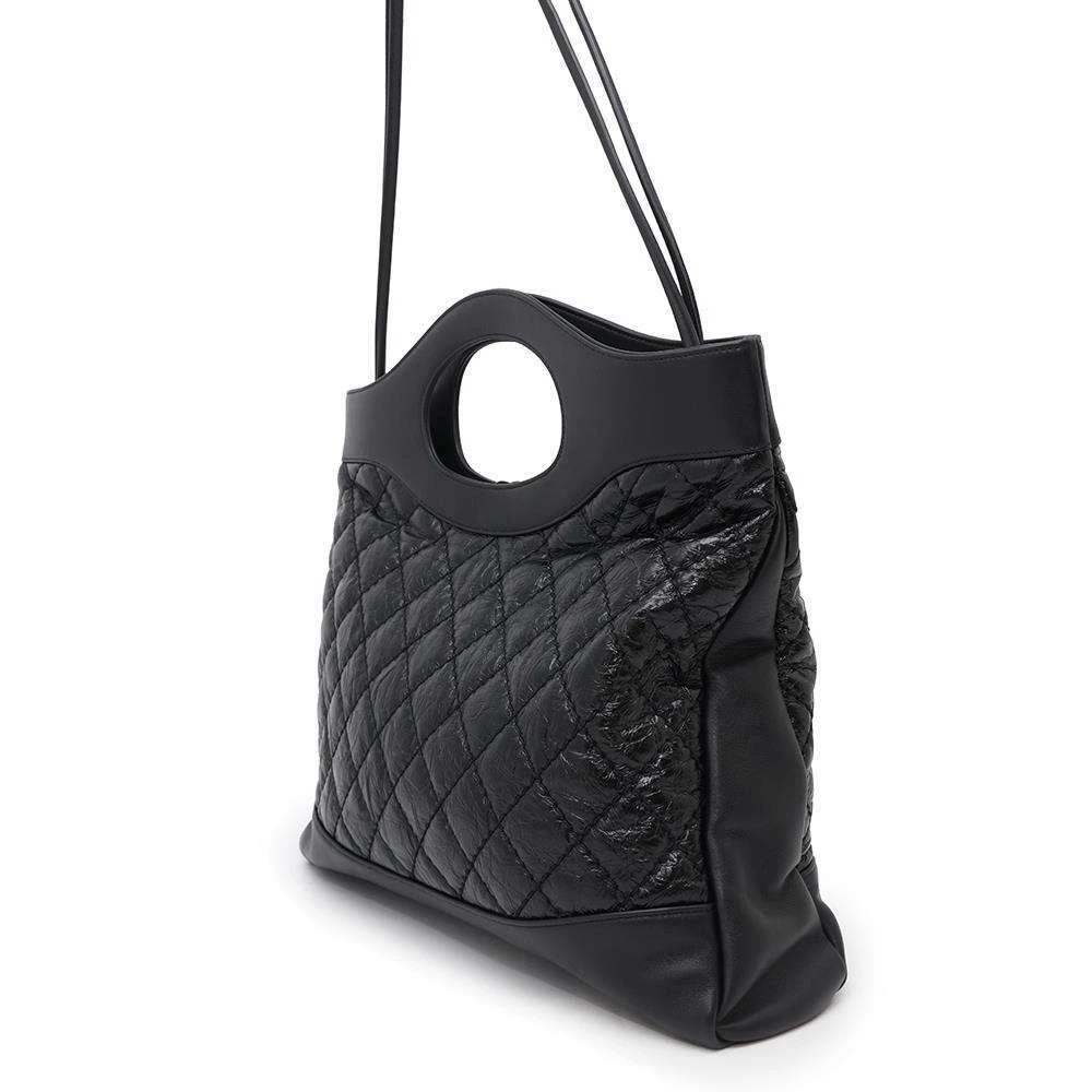 CHANEL CHANEL31 2-WAY Handbag Size Large Crumple Calf Leather Black