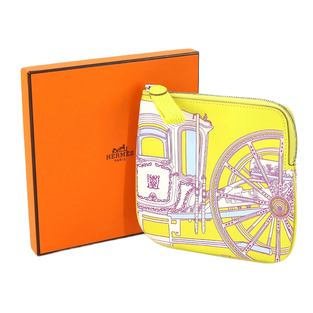 HERMES Carres Pocket Mini Pouch Swift Lime