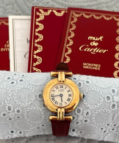 CARTIER Must Vermeil colise Watch White Dial Quartz