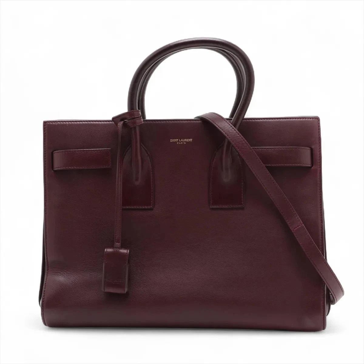Saint Laurent Paris Sac de Jour Leather 2 Way Handbag Bordeaux