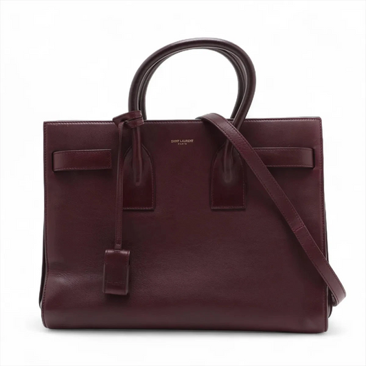 Saint Laurent Paris Sac de Jour Leather 2 Way Handbag Bordeaux