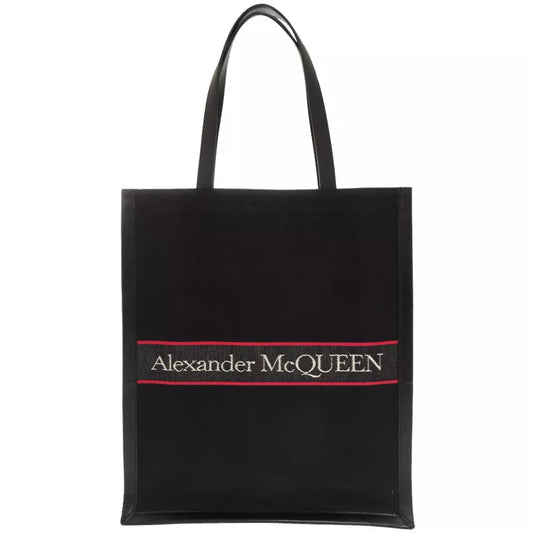 Alexander McQueen Tote Bag – Black Canvas/Leather