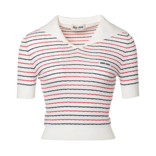 Miu Miu 22 Years Cotton Short Sleeve Knitwear 36 Ladies' White