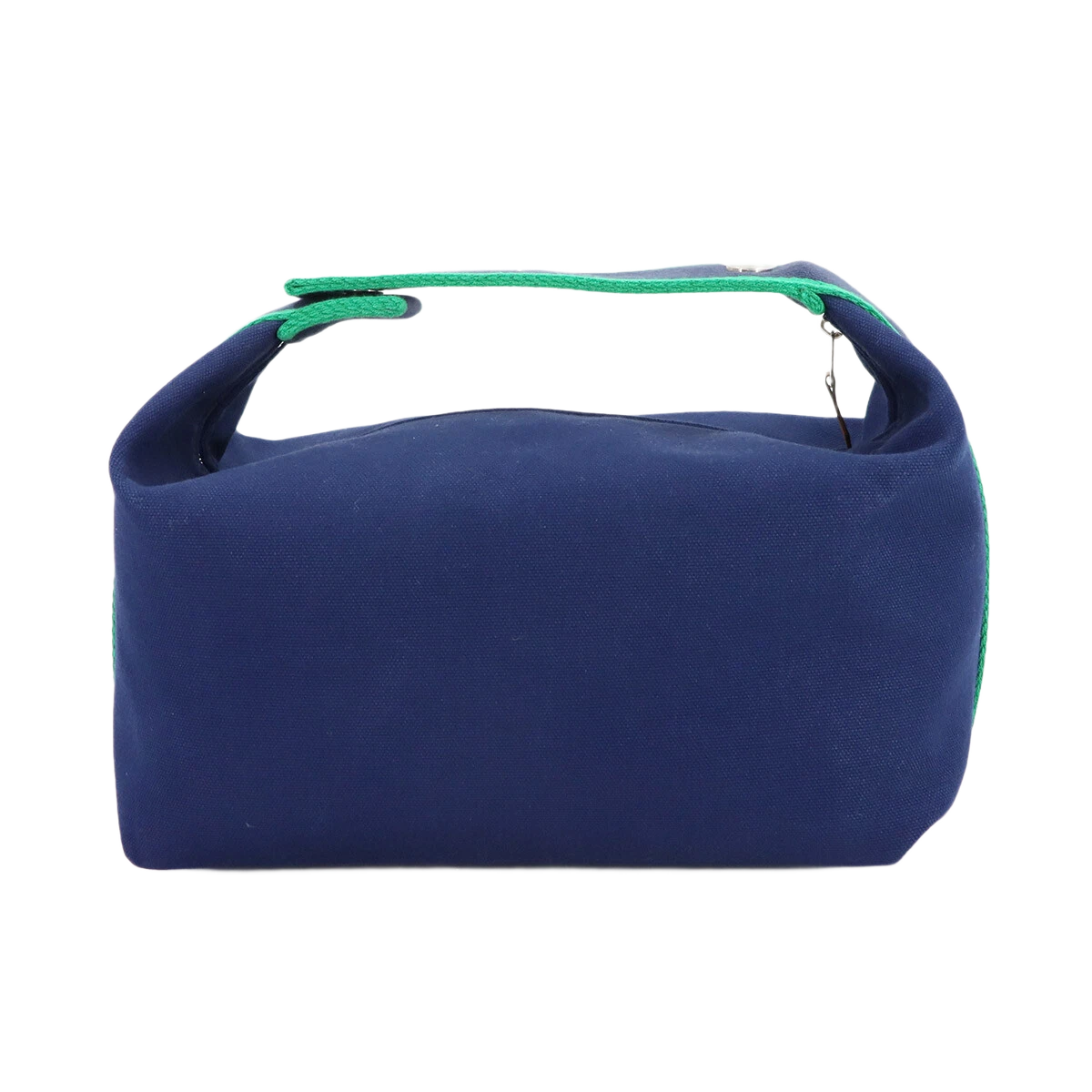 HERMES Bride a Brac GM Hand Bag Toile H Blue Marine Green Pouch
