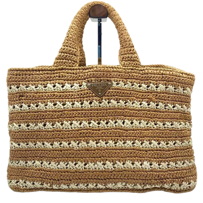 PRADA Raffia Crochet Handbag