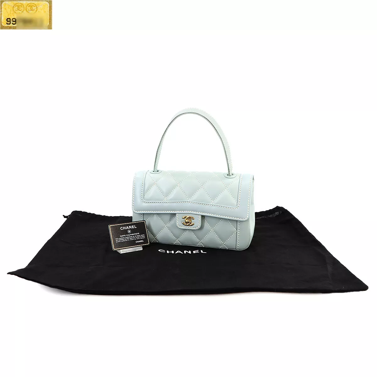 CHANEL Matelasse Wild Stitch Hand Bag Leather Light Blue