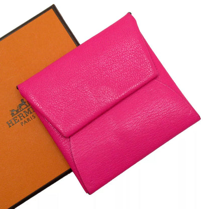 Auth HERMES Bastia Coin Case Pink Leather