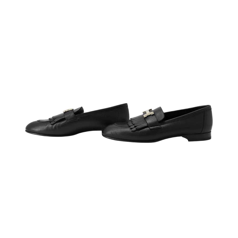 HERMES Mocassins Royale Size 37 Leather Black