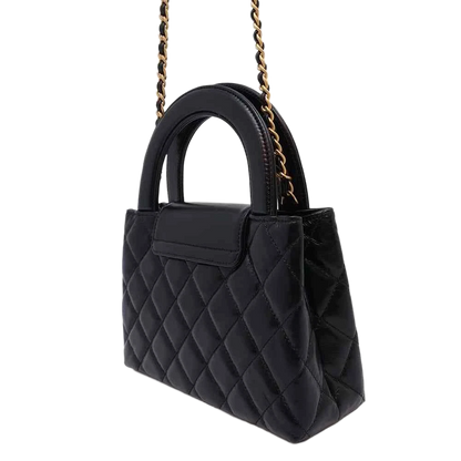 CHANEL Shopping Bag 2-Way Shoulder Bag Size Mini Shiny Calf Leather Black