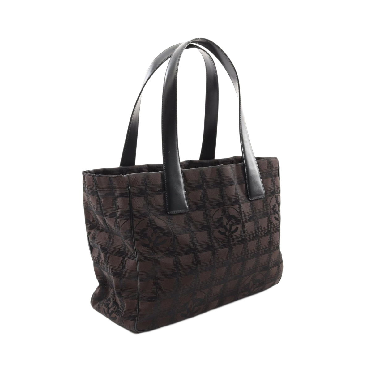 CHANEL New Travel Line PM Tote Shoulder Bag Leather Nylon Canvas