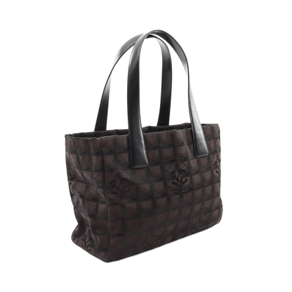 CHANEL New Travel Line PM Tote Shoulder Bag Leather Nylon Canvas