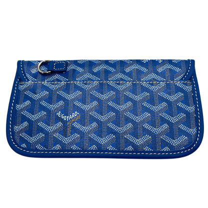 GOYARD Saint Louis Pochette Blue Canvas Leather Pouch Wallet