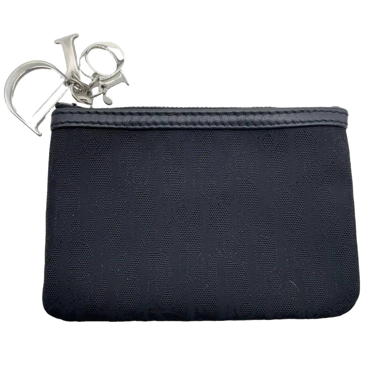 Christian Dior Trotter Nylon Black Logo Charm Coin Case