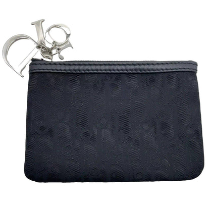 Christian Dior Trotter Nylon Black Logo Charm Coin Case