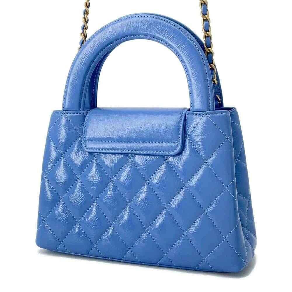 CHANEL Matelasse Mini Shopping Bag 2-Way Bag Size Mini Shiny Calf Leather Light Blue