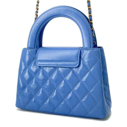 CHANEL Matelasse Mini Shopping Bag 2-Way Bag Size Mini Shiny Calf Leather Light Blue