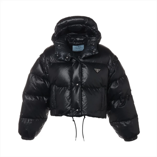 Prada Triangle Logo 22 Years Nylon Down Jacket 38 Ladies' Black