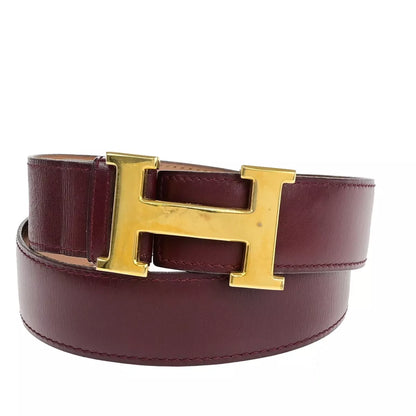 HERMES H Logo Constance Reversible Buckle Belt – Bordeaux Brown/Gold-Plated