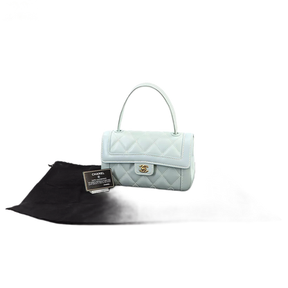 CHANEL Matelasse Wild Stitch Hand Bag Leather Light Blue