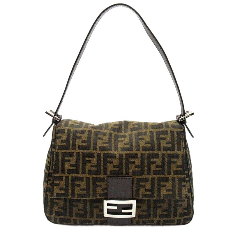 FENDI Zucca Mamma Bucket Canvas / Leather Women Handbag Brown