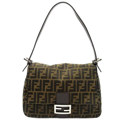 FENDI Zucca Mamma Bucket Canvas / Leather Women Handbag Brown
