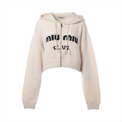 Miu Miu 22 Years Cashmere Hoodie 42 Ladies' Ivory